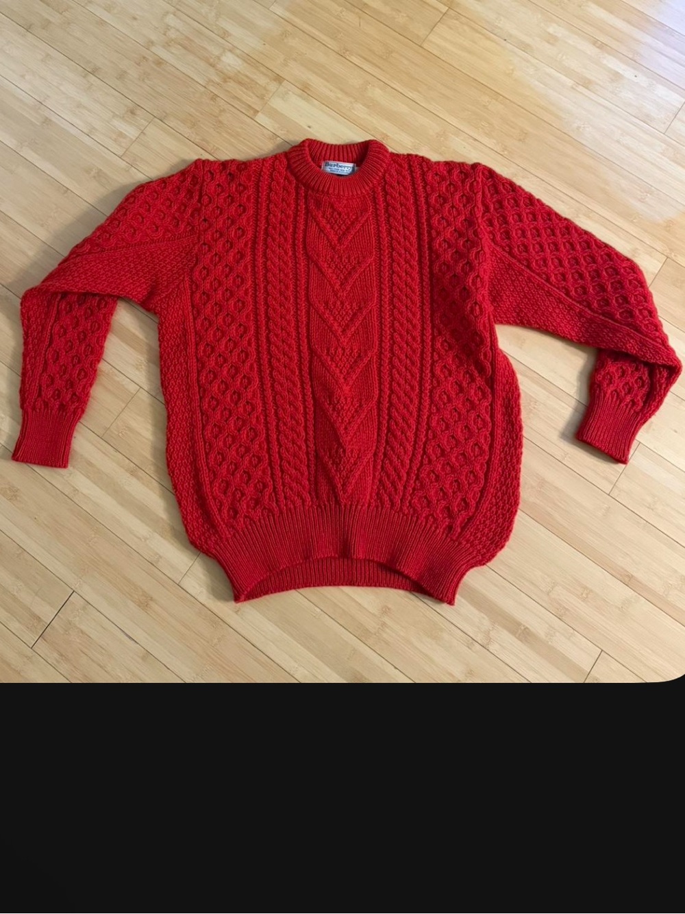Burberry Red Cable-Knit Crewneck Sweater